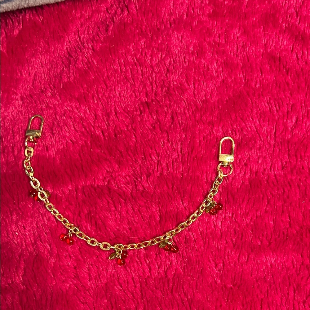 Gold Chain Bracelet with Red Charms